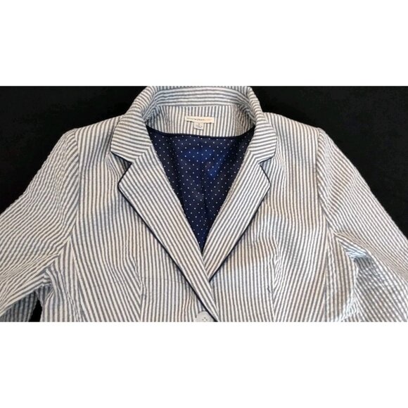 Isaac Mizrahi LIve! Sport Suit Jacket Blue White Button Core Size 8 - Picture 3 of 10
